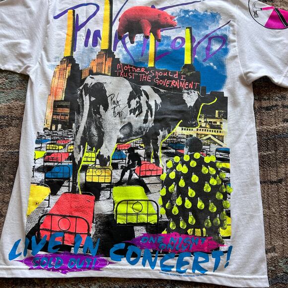 Backstock Co. Pink Floyd AOP All Over Print White Multicolor Tee Shirt Sz Large - Picture 3 of 5